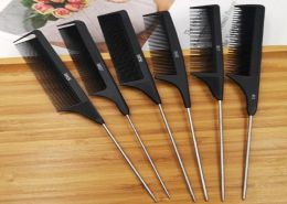 Professional Hair Tail Comb Plastic Steel Needle Iron Point Salon Cut Combs Styling Stainless Spiked