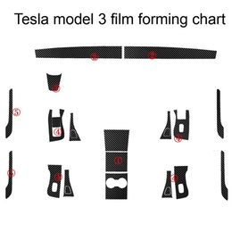 For tesla model 3 model X S Interior Central Control Panel Door Handle Carbon Fibre Stickers Decals Car styling Accessorie196G