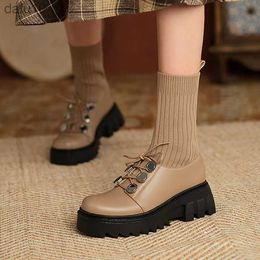 Autumn Knitted Women's Socks Boots Platform Cake Thick-soled British Women's Short Boots with Flat-bottomed Retro Was Thin L230704