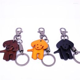 Keychains Wholesale Handmade Vintage Antique Metal Leather Dog Diy Keyrings Animal Keychain For Key Car Boyfriend Birthday Gift Sale