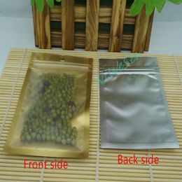 12 20cm front matte transparent coffee bean bag-100pcs lot inner golden aluminum foil ziplock plastic pouch dustproof cookie sack213c