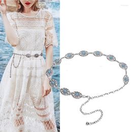 Belts Vintage Turquoise Metal Chain For Women Bohemian Jeans Suit Dress Waist Female Designer Accessories