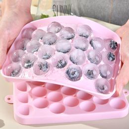 Baking Moulds 25 Grid Ice Tray Easy Release Silicone Ball Maker Mold Mini Round Sphere With Lid
