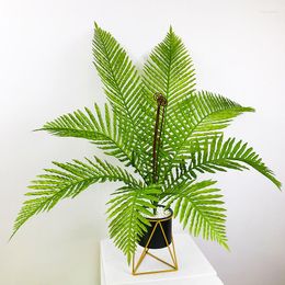 Decorative Flowers 80cm 8 Heads Large Palm Tree Tropical Plants Fake Persian Leaves Plastic Fern Grass Hanging For Home Wedding Decor
