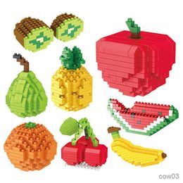 Blocks Mini Fruit Bricks Apple Banana Cherry Pineapple Model Building Blocks Boys Girls Holiday Gifts Children's Educational Toys R230718