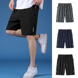 Mens Shorts Men Summer Pocket Drawstring Ice Silk Quick-drying Loose Basketball Pants Sports Plus Size Knee Length Beach