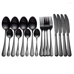 Dinnerware Sets Black Cutlery 20Pcs Stainless Steel Tableware Fork Spoon Knife Set Dropshiping