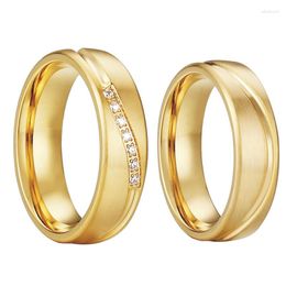 Cluster Rings 1 Pair Lover's Alliance 24k Gold Plated Wedding For Couples Men And Women Golden Promise Proposal Marriage