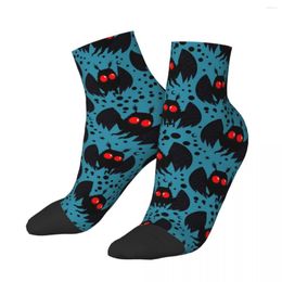 Men's Socks Winter Warm Colorful Unisex Mothman Grey Blue Night Short Non-slip Basketball Ankle