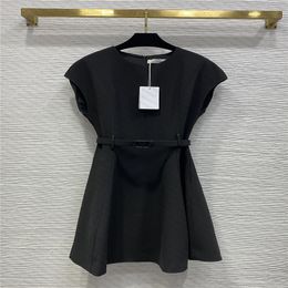 23 Summer Women Designer Dress Tee Shirts Dresses With Letter Belt Girls Milan Runway Jersey Tank Top A-line Sleeveless Dress High End Mini Cloak Designer Dresses