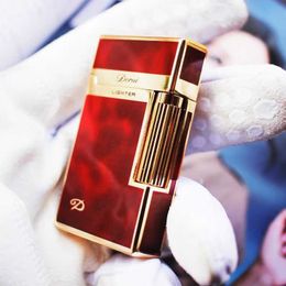 Genuine Steel Tone Loud Lighter No Gas Inflatable Open Flame Metal Side Sliding Cigarette for Boyfriend Husband Gift Box UWU8