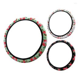 Steering Wheel Covers Printed Cover Flower Print Anti-slip Auto Automotive Universal For Car Truck Bus
