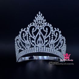 Beauty Pageant Award Gold Contoured Adjustable Crown And Tiara Rhinestone Crystal Bridal Wedding Hair Jewellery Classic Silver Gold 291y