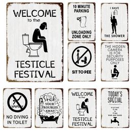 Funny Toilet Tin Signs Washroom Metal Vintage Plaque Let it go Iron Poster Bar Pub Wall Decorative Sit to pee Signs Bathroom Painting Plate Home Decor w01