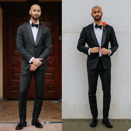 High Quality Black Groom Mens Tuxedos Slim Fit Shawl Lapel Business Wedding Blazer Suits Formal Prom Party Wear Jacket Pants