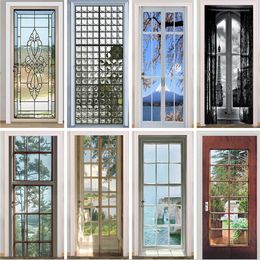 Wall Stickers Glass Outside Landscape Door Muraux Home Wedding Decoration Wallpaper Poster Room Decor Aesthetic Bathroom Accessories 230717