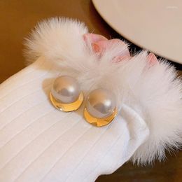 Stud Earrings Big Pearl Female 2023 Fashion French Light Luxury Chic Simple