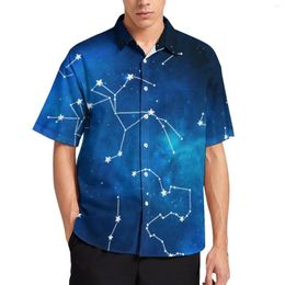 Men's Casual Shirts Sky Map Constellation Blouses Male Galaxy Art Print Hawaiian Graphic Y2K Oversized Vacation Shirt Birthday Present