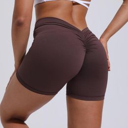 Women's Shapers Women V Back Yoga Shorts For Workout Gym Scrunch BuSport Short Nylon Fitness Tights Cycling Activewear