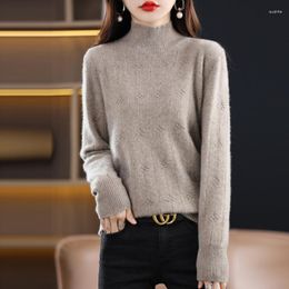 Women's Sweaters Fall/winter Women Wool Cashmere Knitting Pullovers Half Turtleneck Soft Warm Sweater Top Grade Standard Clothes Ladies Tops