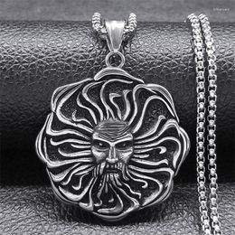 Pendant Necklaces Retro Sun God Apollo Amulet Necklace For Men Women Stainless Steel Silver Colour Myth Jewellery Colar Masculino NZZ395S06