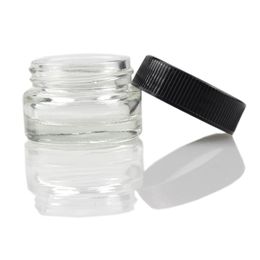 Food Grade Non-Stick 5ml Glass Bottle Tempered Wax Dab Jar Dry Herb 50g Concentrate Container with Black Lid2924