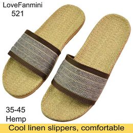 Slippers Natural linen slippers indoor sandals men's women's unisex spring and autumn couples landing guests flax Non-slip L230718