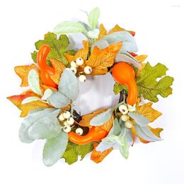 Decorative Flowers Thanksgiving Candlestick Ornament Vine Circle Autumn Colors 3 Wreaths Set Heart Shaped Door Wreath