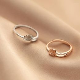 Cluster Rings Apricot Leaf 925 Sterling Silver Ring Zircon Rose Gold Colour For Teens Fine Jewellery Woman Gift Female Adjustable