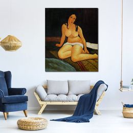 Handmade Amedeo Modigliani Canvas Art for Lounge Decor Seated Nude 1917 Art Painting Modern Wall Decor
