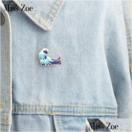 Pins Brooches Cartoon Waves Pins Brooch Childlike Button Glaze Pin Denim Jacket Badge Jewelry Gift For Kids Friends Drop Delivery Dhwrz