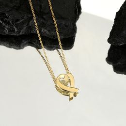 link chain gold heart initial necklaces for women teen girls trendy diamond set designer jewerly necklace couple fashion Wedding Party Jewellery bride female gift