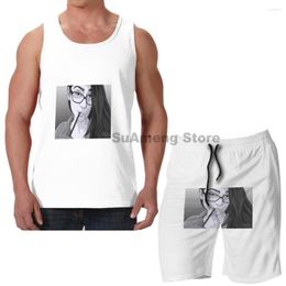 Men's Tracksuits Summer Casual Funny Print Men Tank Tops Women Mia Khalifa (2) Board Beach Shorts Sets Fitness Sleeveless Vest