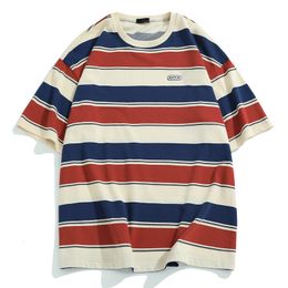 Men's T-Shirts LAPPSTER-Youth Striped T-shirts Cotton Summer Y2k Oversized Harajuku Japanese Style Graphic T Shirts Korean Fashions Tees 230718