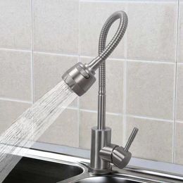 Kitchen Faucets Household Flexiable Universal Sus 304 Stainless Steel Body Deck Mounted Tap Home Sink Faucet
