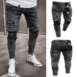 EBAIHUI Mens Ripped Skinny Straight Jeans Elastic Denim Biker Jeans Long Stylish Pants Slim Fit Blue Jean Whole L638234I