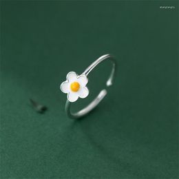 Cluster Rings Trendy Simple Silver Color Sweet Daisy For Women Cute Flower Adjustable Open Cuff Wedding Ring Female Jewelry Dating Gift