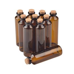 50pcs 30X100X12 5 mm 50ml Empty Amber Small Glass Bottles With Corks Glass Vials Jars Gifts For Wedding Decorate color274E