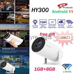 Other Projector Accessories HY300 Android 11.0 Portable Mini Projector 1GB 8GB 2.4G/5G Wifi BT4.1 1280*720dpi 120 Ansi Lumens Home Cinema Proyector x0717