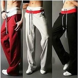 Nuovi uomini di estate alla moda pantaloni sportivi da jogging larghi pantaloni da jogging tuta allenamento allentato maschio casual pantaloni lunghi con coulisse in esecuzione Lon2276