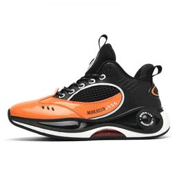 Mens Basketball Shoes Soft Sole Casual Sneakers Youth Fashion Sports Trainers Orange Black White Man Walking Shoes