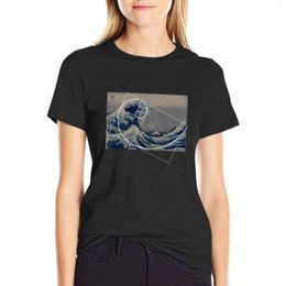 Women's Polos Hokusai Meets Fibonacci T-Shirt Tops Graphic T Shirt Dress Women