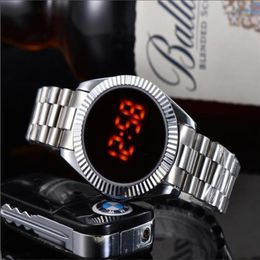 Women Men Touch Screen LED Watch Fashion Gold Digital Watches Full Stainless Steel Electronic Wristwatch Bracelet220Y