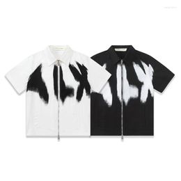 Men's Jackets Black White ALYX 1017 9SM High Quality Graffiti Inkjet Letter Zipper Blur Print Short Sleeve Jacket Men Women