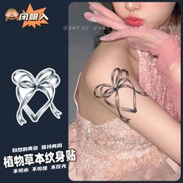 Heart Ribbon Herbal Tattoo Sticker Tatto Hotwife Cute Fake Tattoos for Women Art Tatoo Festival Stickers Temporary Waterproof