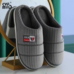 Slippers Stripe Men Slippers 2022 Winter Home Slides Shoes Classic Basic House Slippers Male Comfortable Soft Sole Warm Slippers Indoor L230718