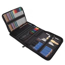 72pcs Sketching Drawing Coloured Pencil Art Charcoal Pencil Eraser Set with Carrying Bag Colour pencils for kids art pencils set Y20272p