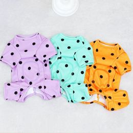 Dog Apparel Pet Bodysuit Round Neck Pajamas Puppy Four-legged Polka Dot Jumpsuit