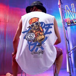 Men's Tank Tops Summer Hip Hop Fashion Streetwear Sleeveless Print Vest Men Casual Clothing Loose 230717