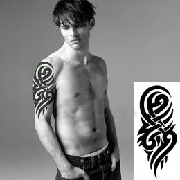 Waterproof Temporary Tattoo Sticker Totem Line Design Cool Black Fashion Fake Tatoo Flash Tatto Arm Leg Body Art for Women Men